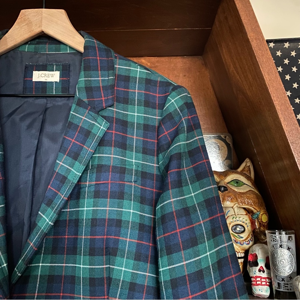 J. Crew - Wool Blend Blue Green Plaid Blazer - size medium